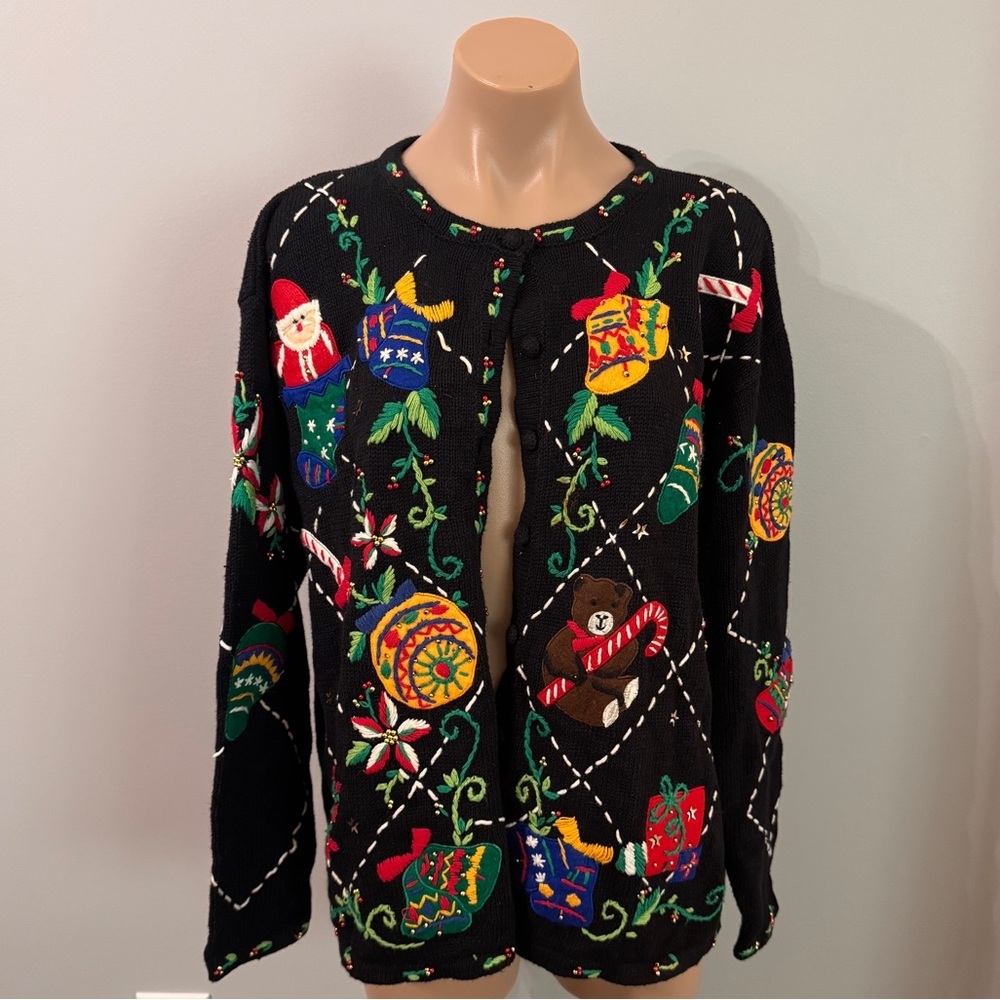 Designers Originals Studio Christmas Sweater Cardigan Vintage “Ugly” 1X Holiday